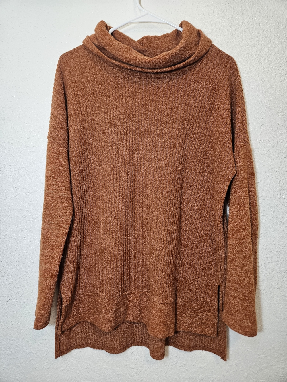 white birch Rust Cowl Neck Sweater Women Large Fall Cozy Warm Comfy Winter
